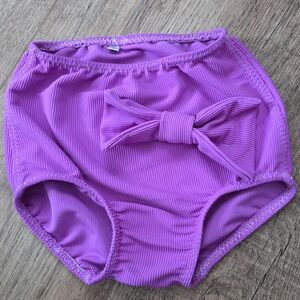 Girls High-Waist Bow Swim Bottoms - Purple